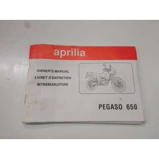 Aprilia Pegaso 650 Handbuch Fahrerhandbuch Owner´s Manual Betriebsanleitung