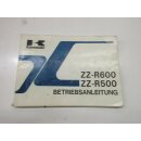 Kawasaki ZZR 600 ZZ-R 500 Handbuch Fahrerhandbuch Betriebsanleitung 99923-1289-01