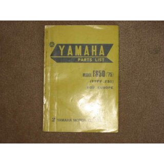 YAMAHA FS 50, TYPE FS1, PARTS CATALOGUE, LISTS, HANDBUCH, ERSATZTEILLISTE 1975