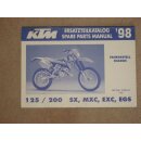 KTM 125, 200 SX MXC, FAHRGESTELL, ERSATZTEILKATALOG,...