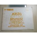 Yamaha XJ 650 Handbuch Ergänzung Wartungsanleitung...