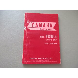 Yamaha RD 200 Handbuch Ersatzteilliste Ersatzteilkatalog Parts 2R7-28198-E5