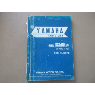 Yamaha XS 500 1H2  Handbuch Ersatzteilliste Ersatzteilkatalog Parts 1H2-28198-E5