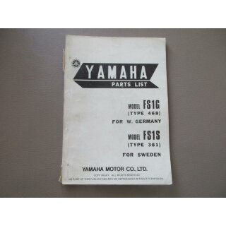 Yamaha FS 1 G FS1S Handbuch Ersatzteilliste Ersatzteilkatalog Parts 468-28198-E5